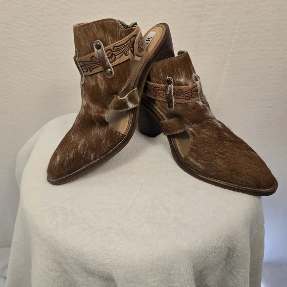 MYRA CORA JO Cowhide Leather Western Strap Booties/shoes. Ladies 8 - Picture 8 of 11